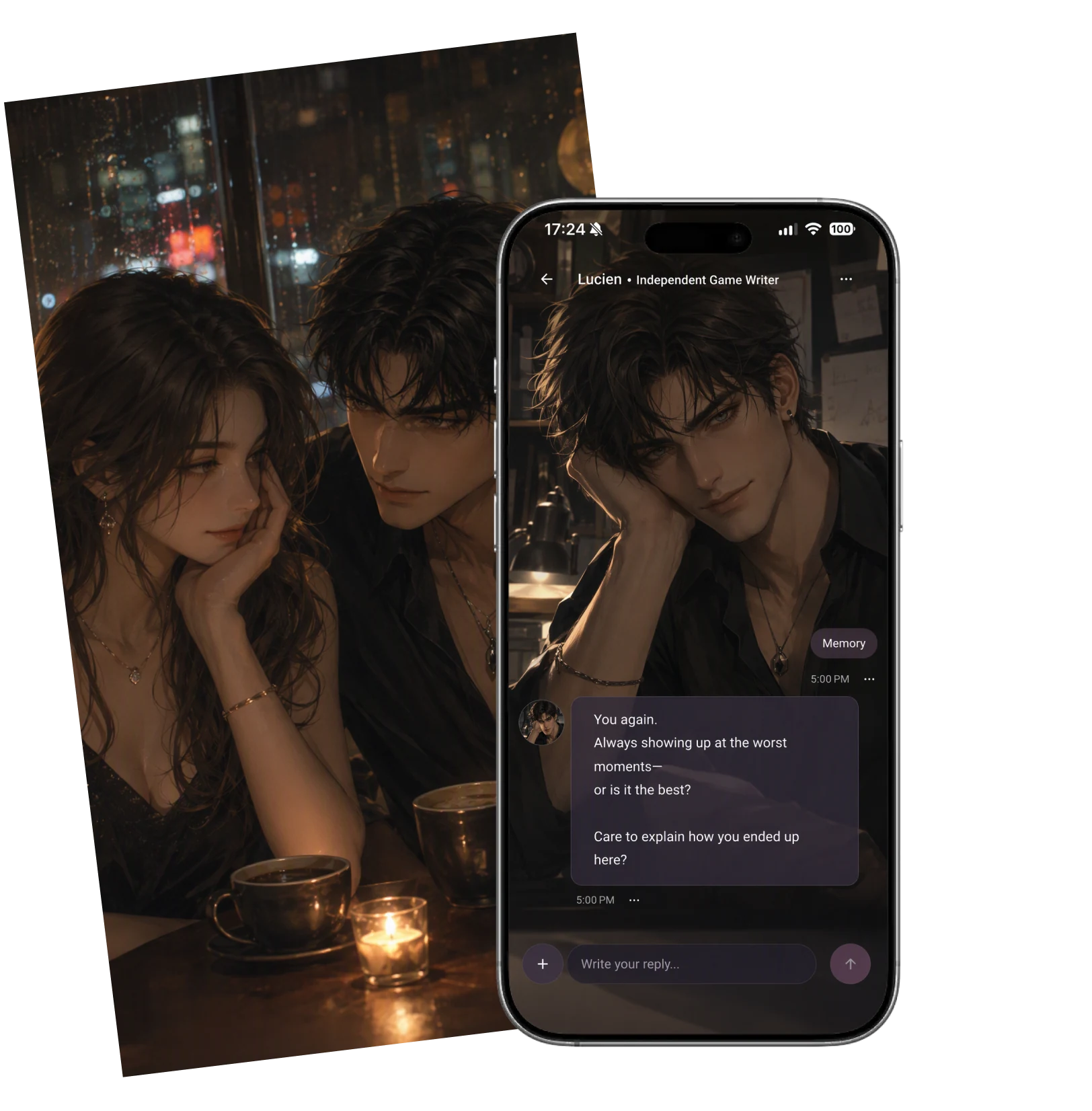 A romantic scene beside a personal conversation in Hazymoon.